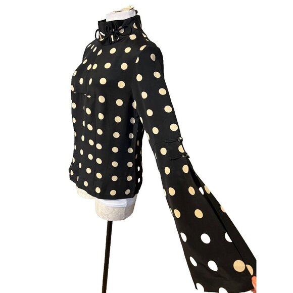 Anthropologie Claudia Patel SILK Top 4 Polka Dot Statement Sleeves NWT - Picture 2 of 14